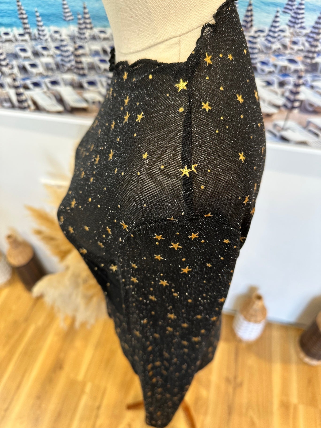 Festival Top - Size Medium - Black with gold stars