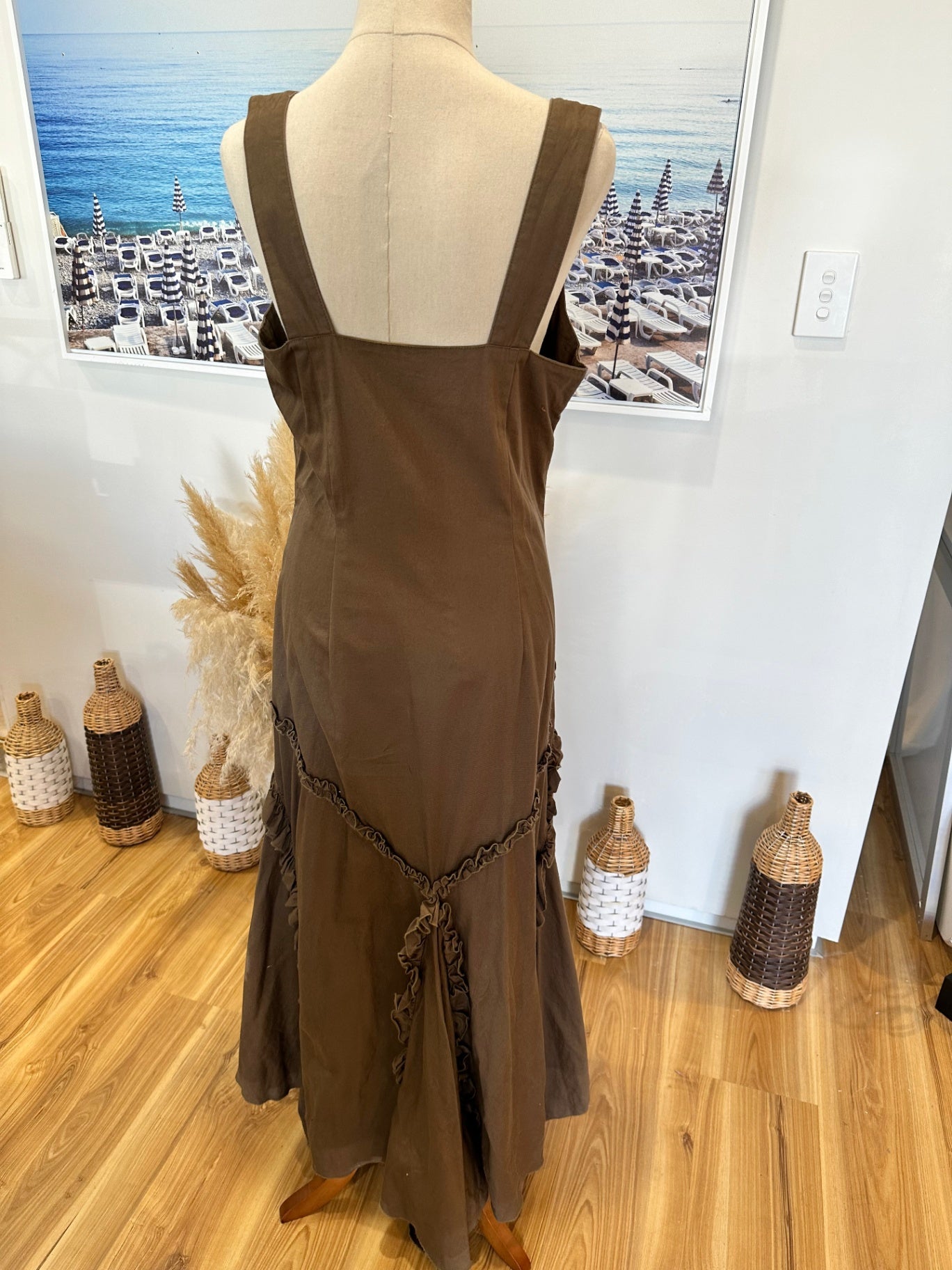 Mermaid Dress - Small / Medium - Brown w Embellishment at Neckline
