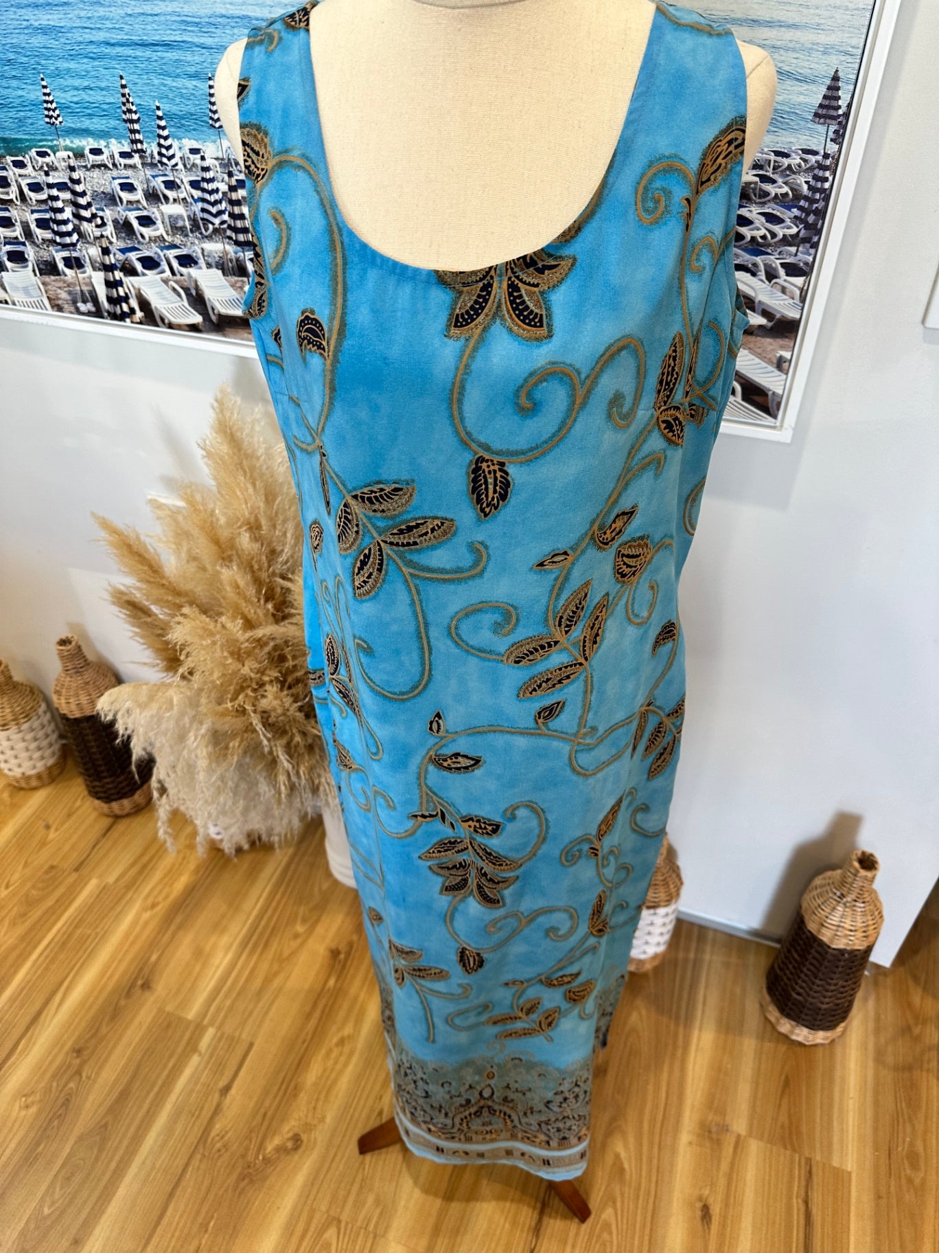 Concept Collections - Dress - Size 12 - Blue w Taupe