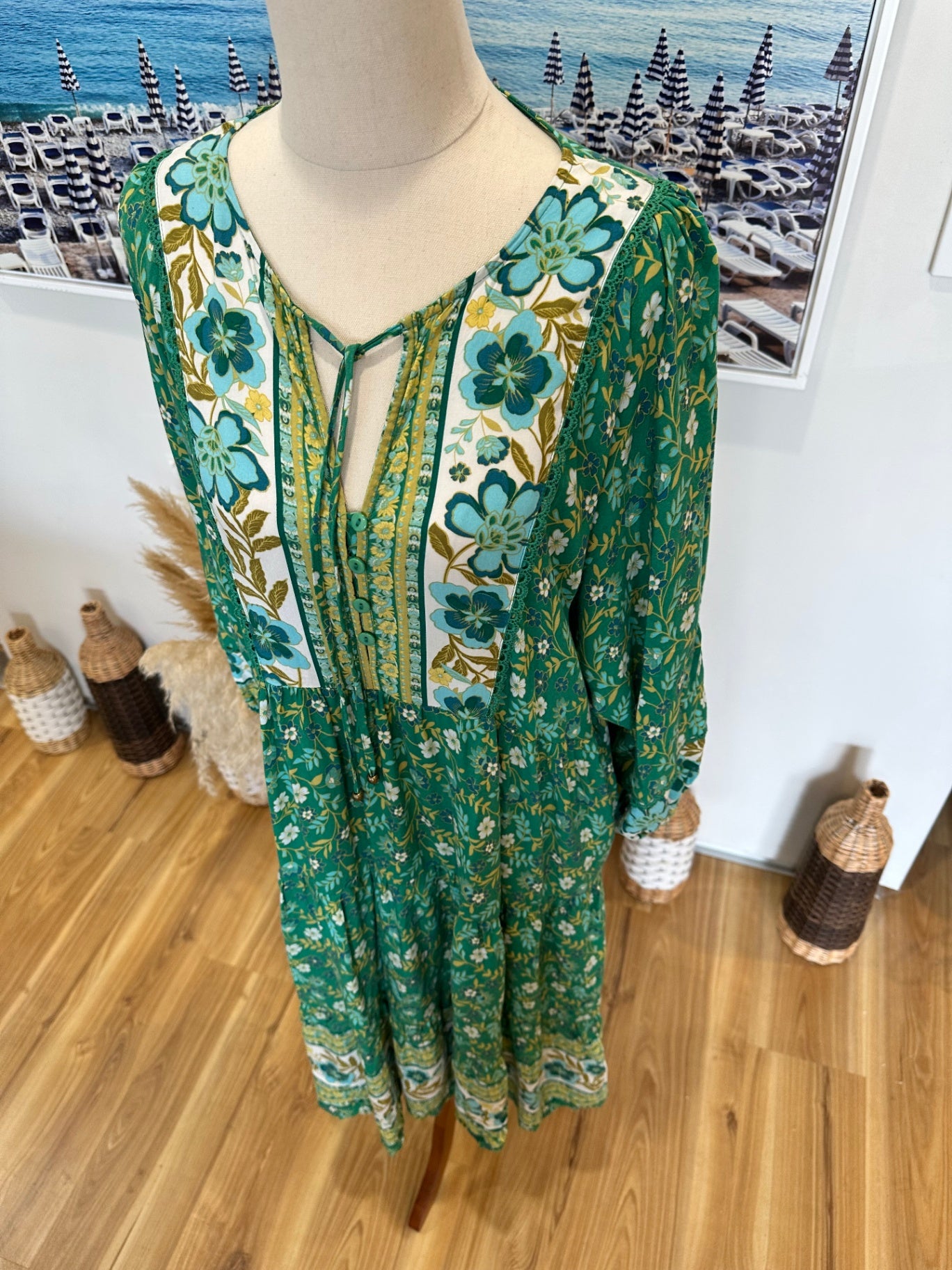 Dreamcatcher - Bohemian Dress - Size 8 - Green Tones