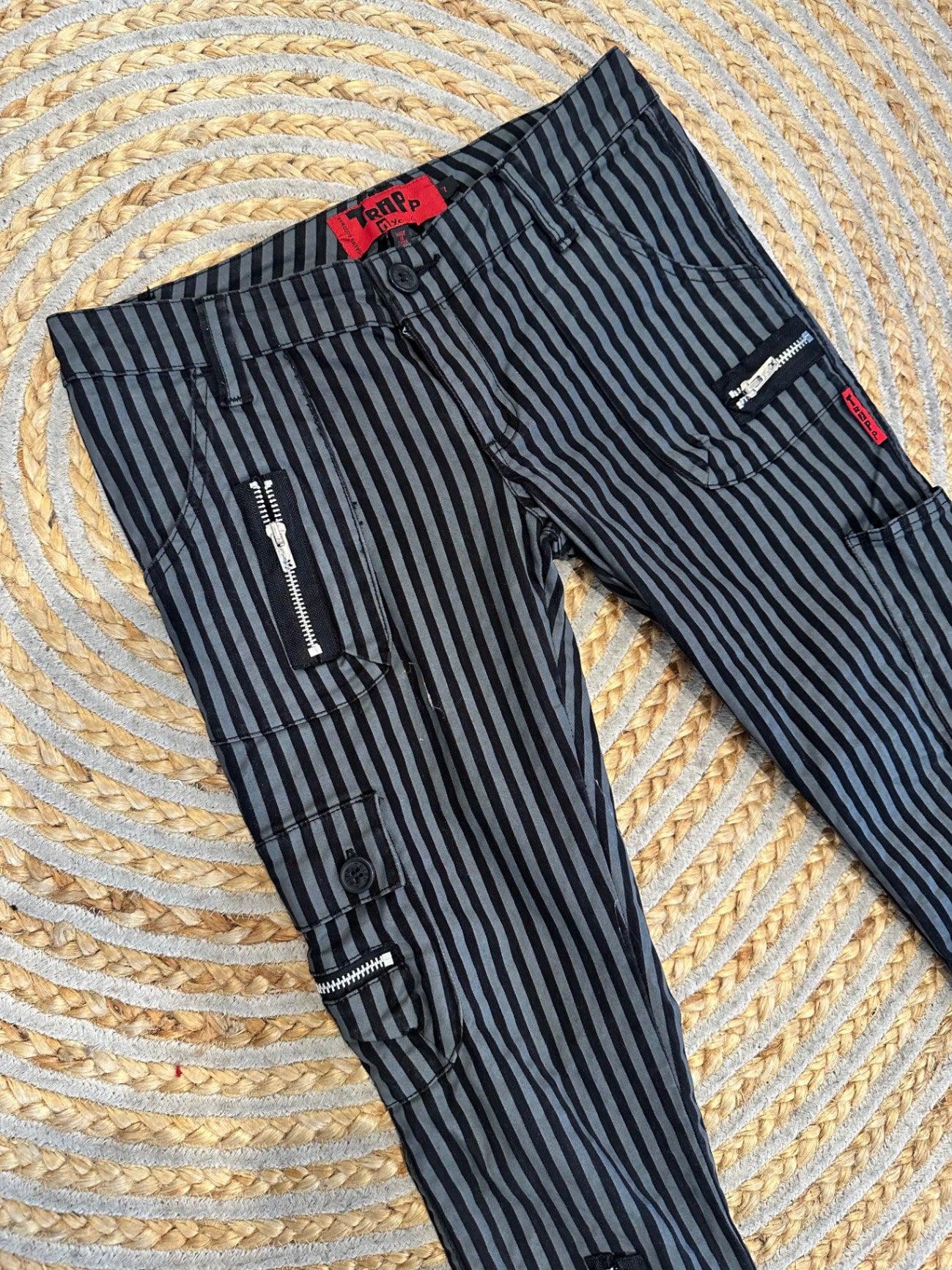 Tripp Pants - Small - Black and grey striped