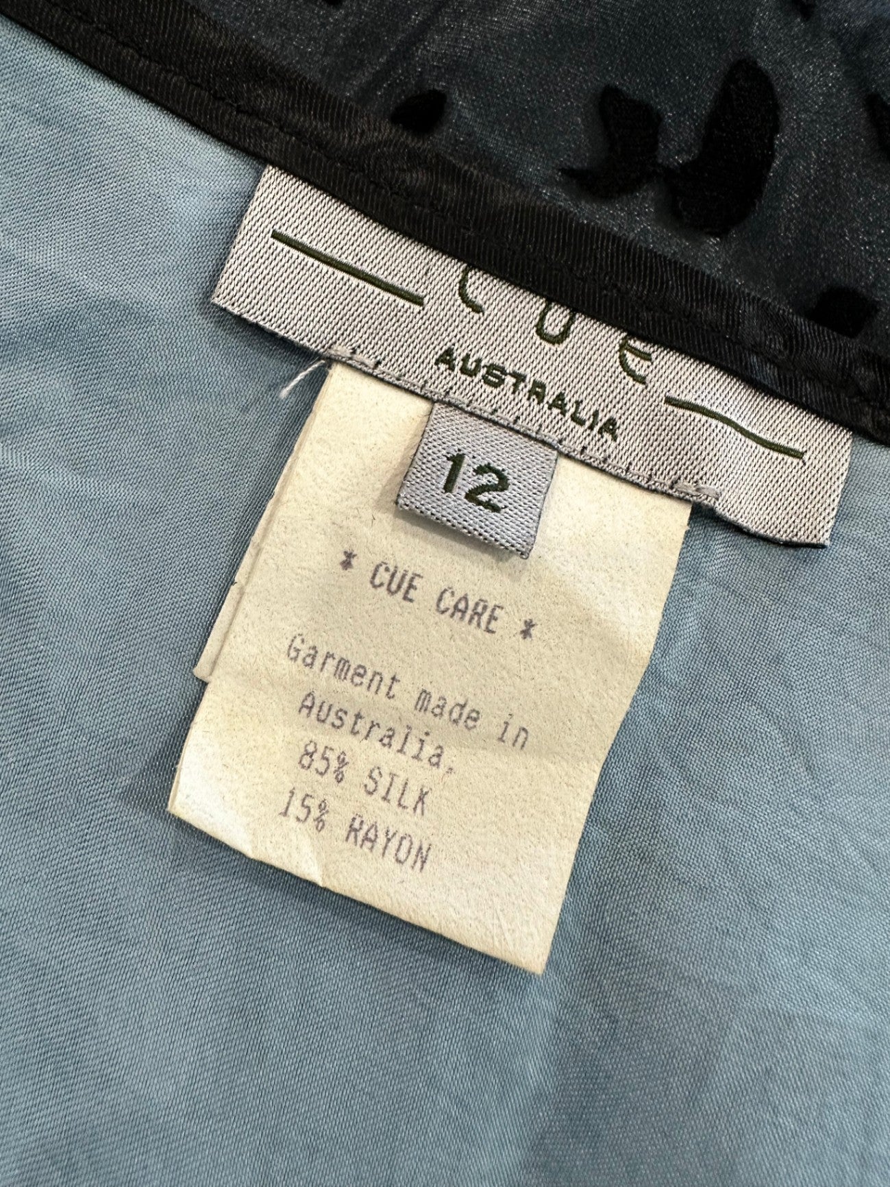 Cue - Y2k Wrap Skirt - Silk Blend - Size 12 - Blue and Black