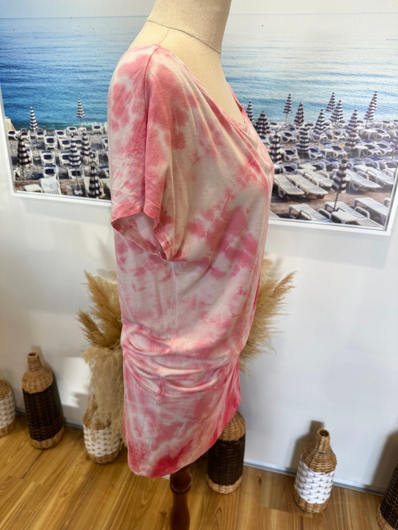 Pink and white tie-dye T-Shirt - Small 