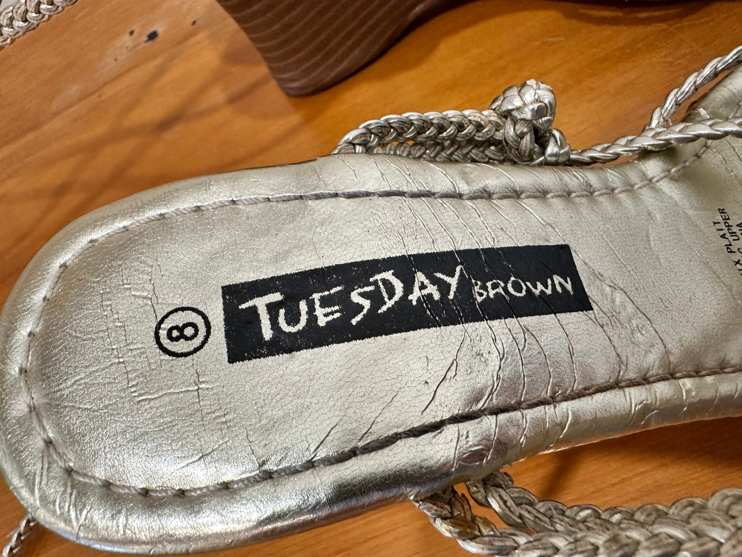 Tuesday - Strappy Gold Wedges - Size 8