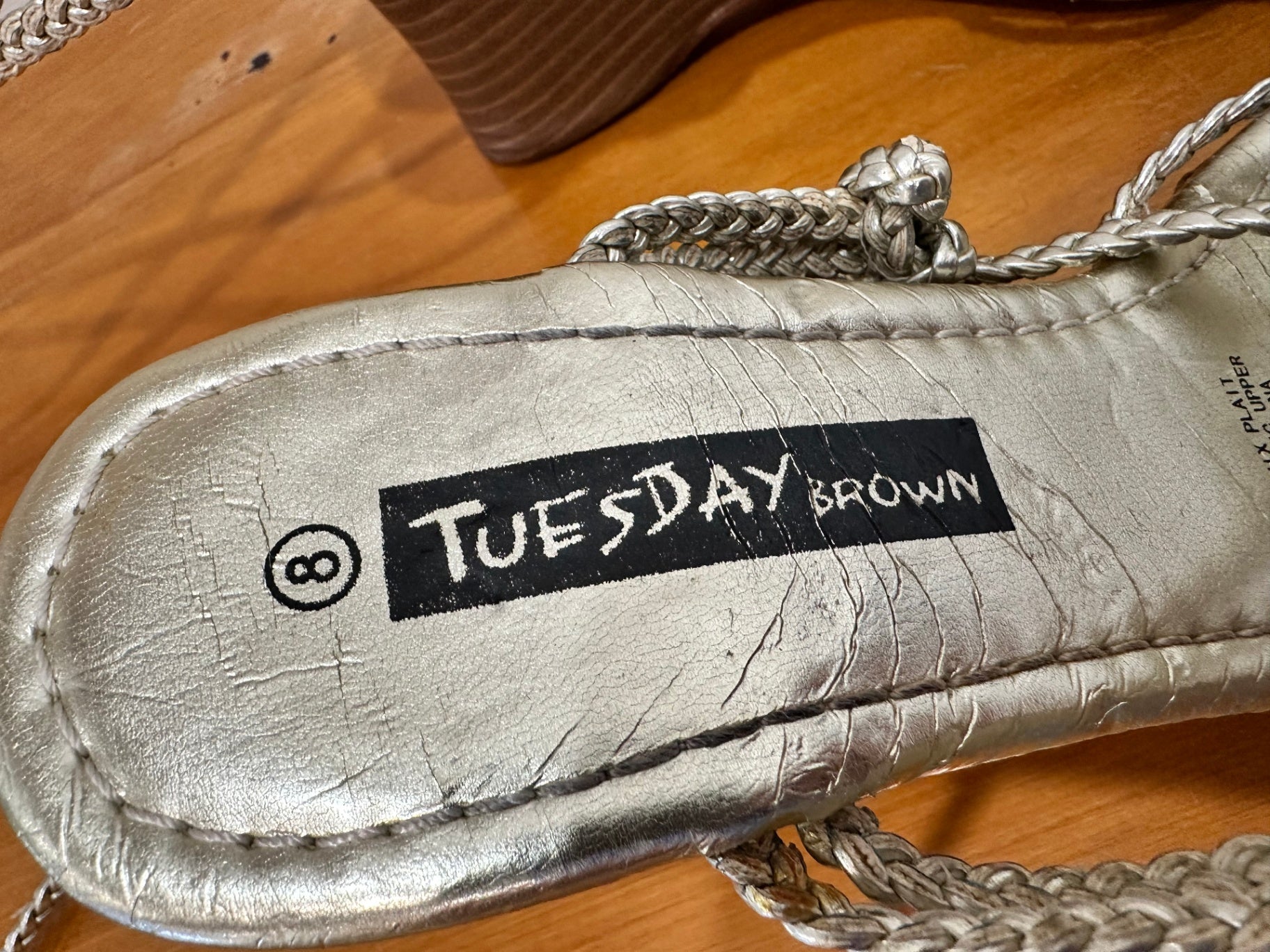 Tuesday - Strappy Gold Wedges - Size 8