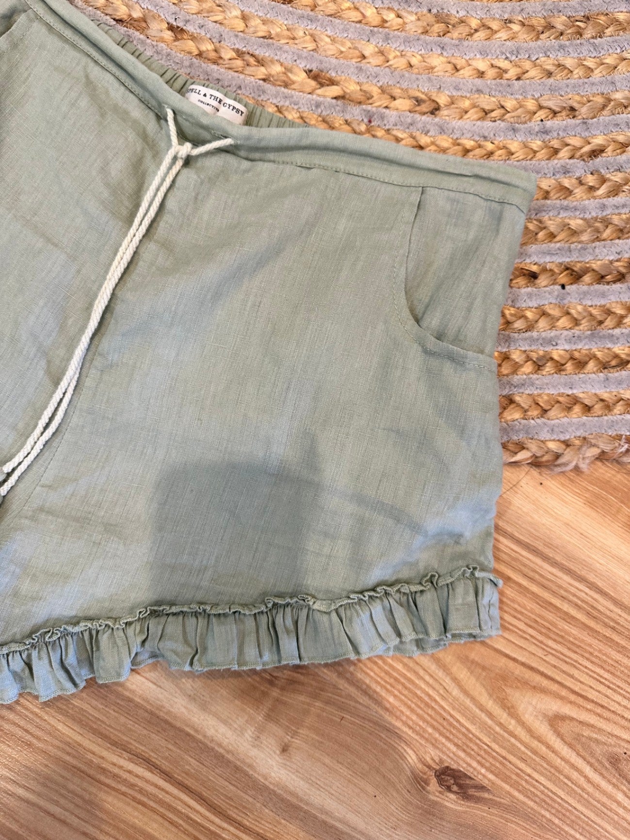 Spell - 100% Linen Shorts - Large - Sage Green
