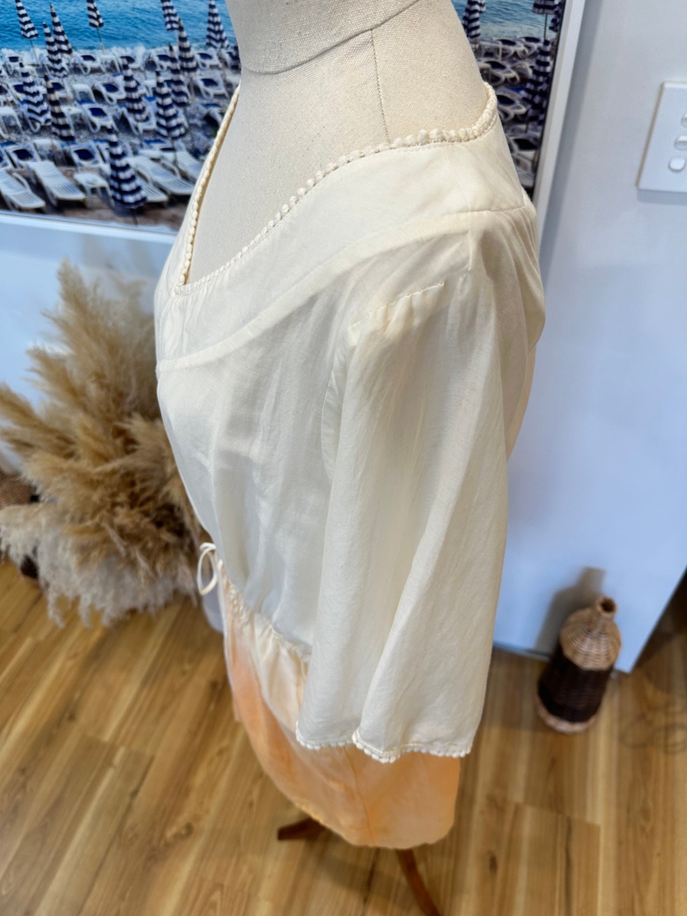 Augustine - Kaftan - Large - Silk Blend - Cream and peach