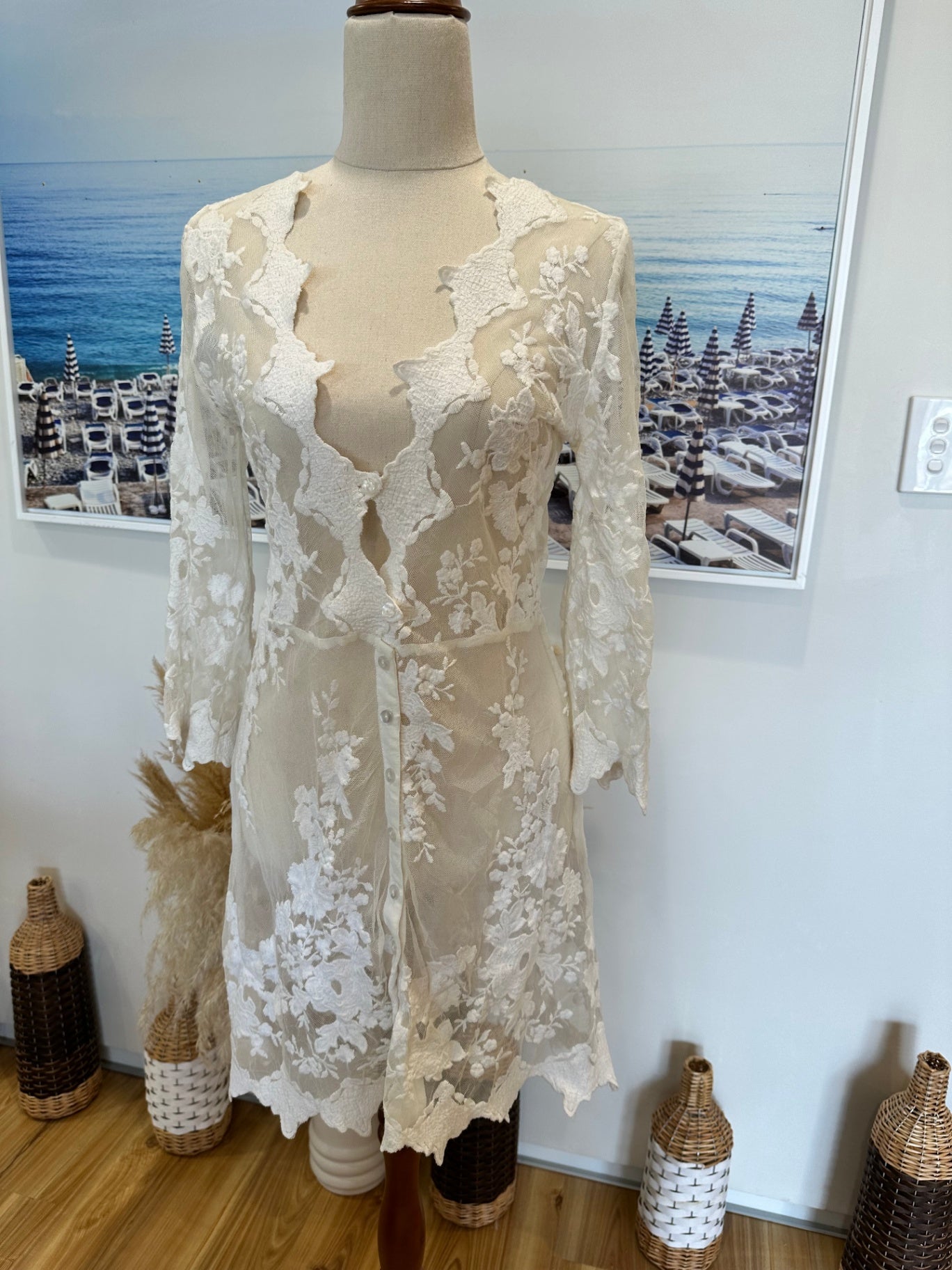 Arnhem - Lace Cardigan - Small - Cream/White