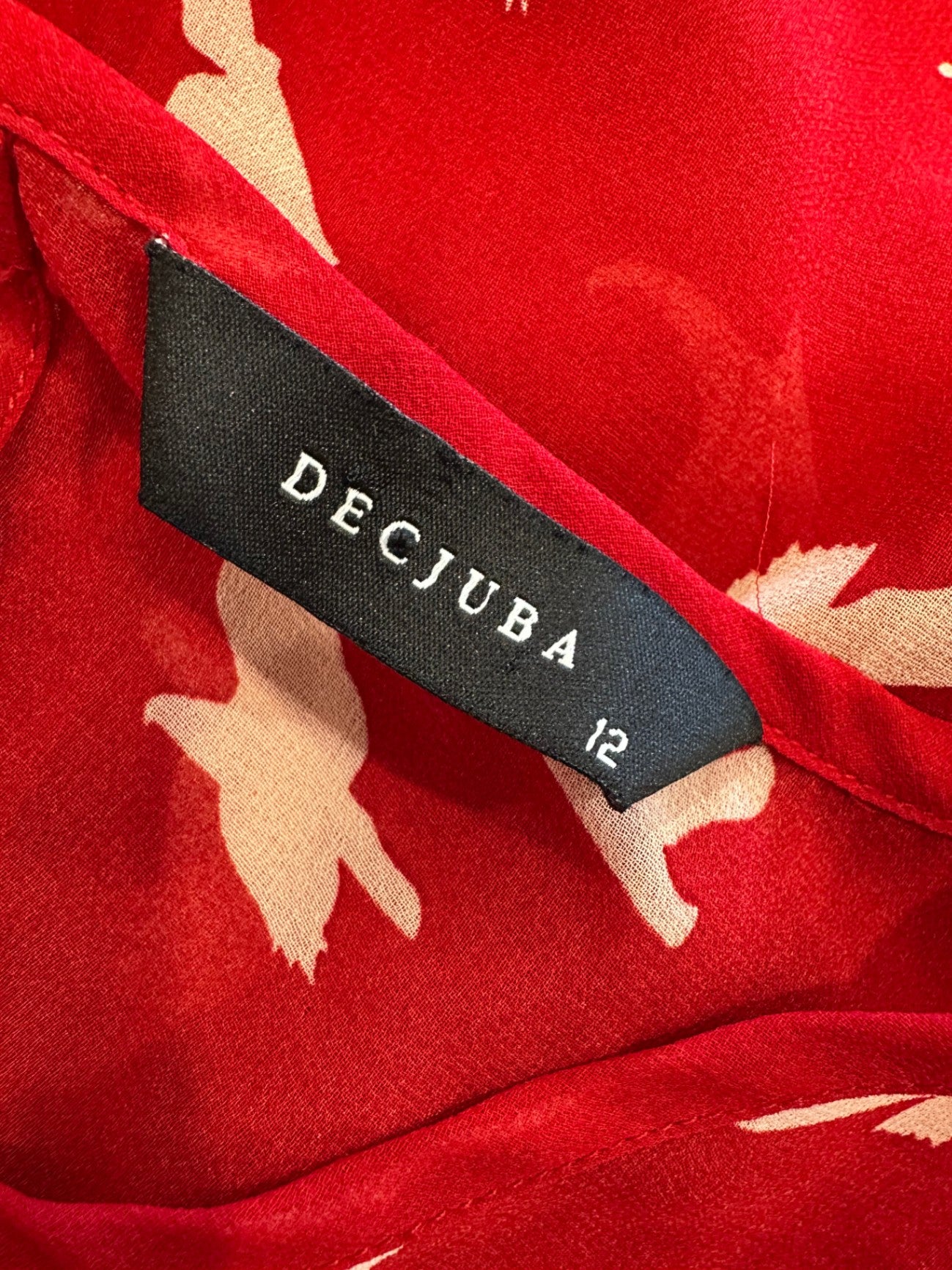 Decjuba Blouse - Size 12 - Red w Seagulls / Birds