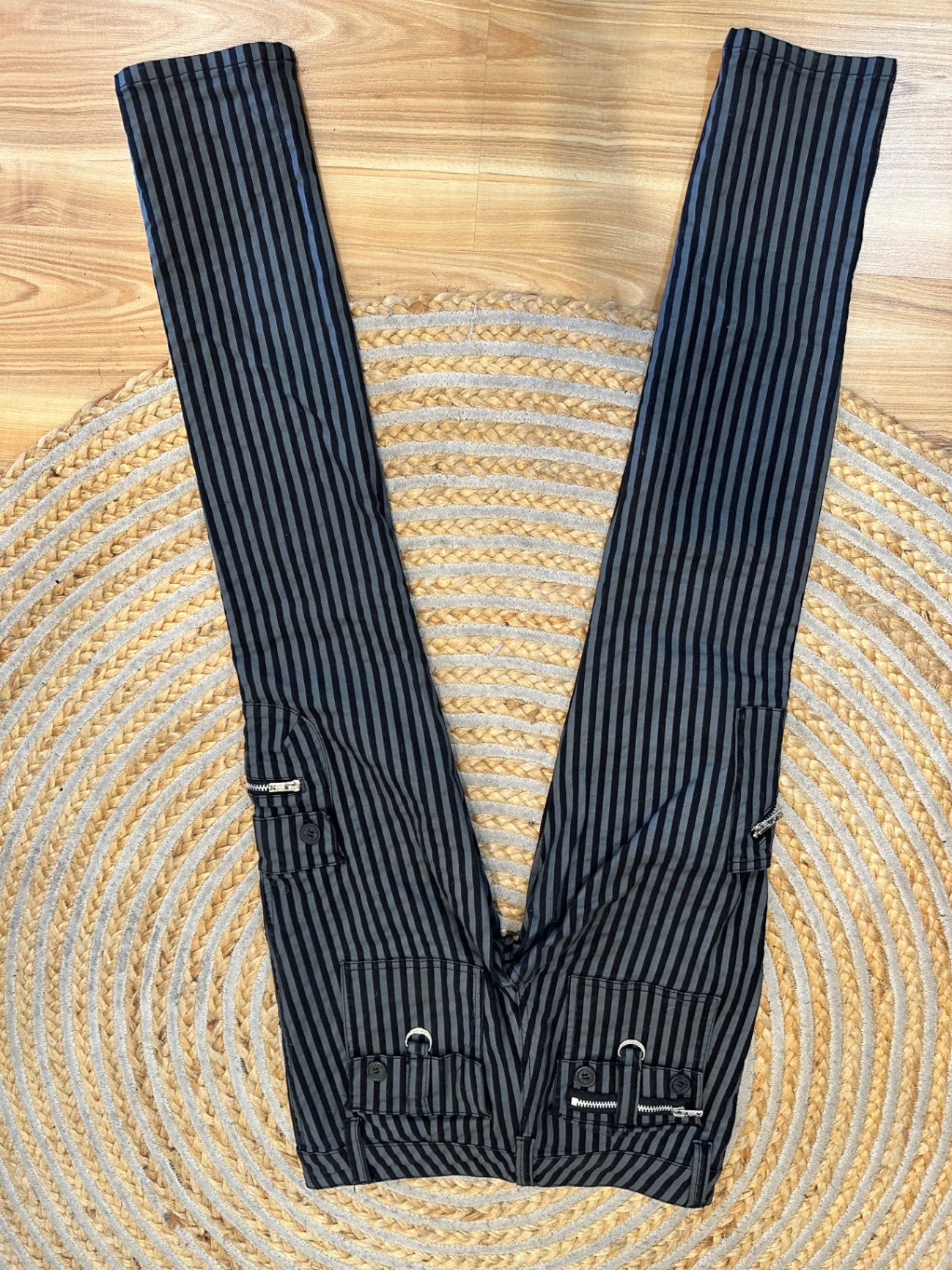 Tripp Pants - Small - Black and grey striped
