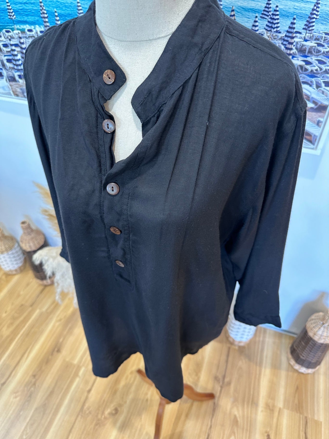 [NEW] Cosmic - 100% Viscose - Black Summer Shirt