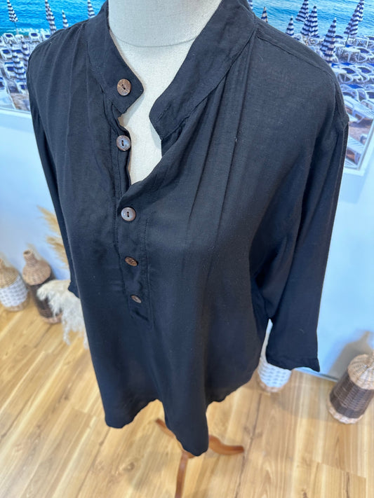 [NEW] Cosmic - 100% Viscose - Black Summer Shirt