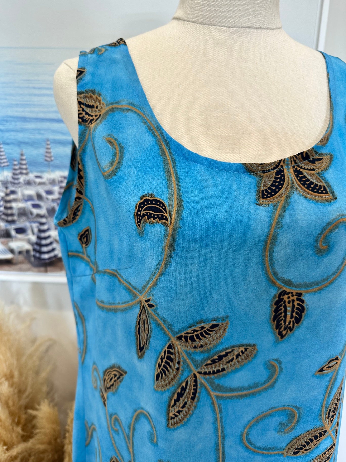 Concept Collections - Dress - Size 12 - Blue w Taupe