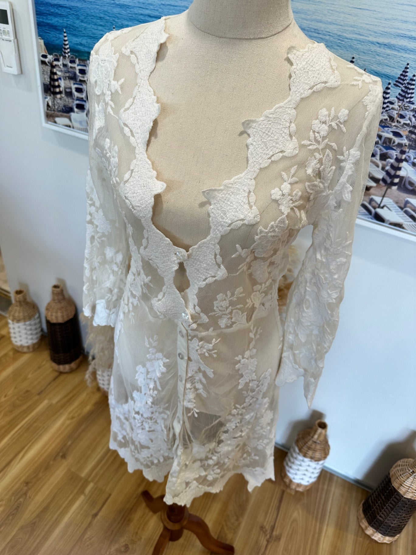 Arnhem - Lace Cardigan - Small - Cream/White