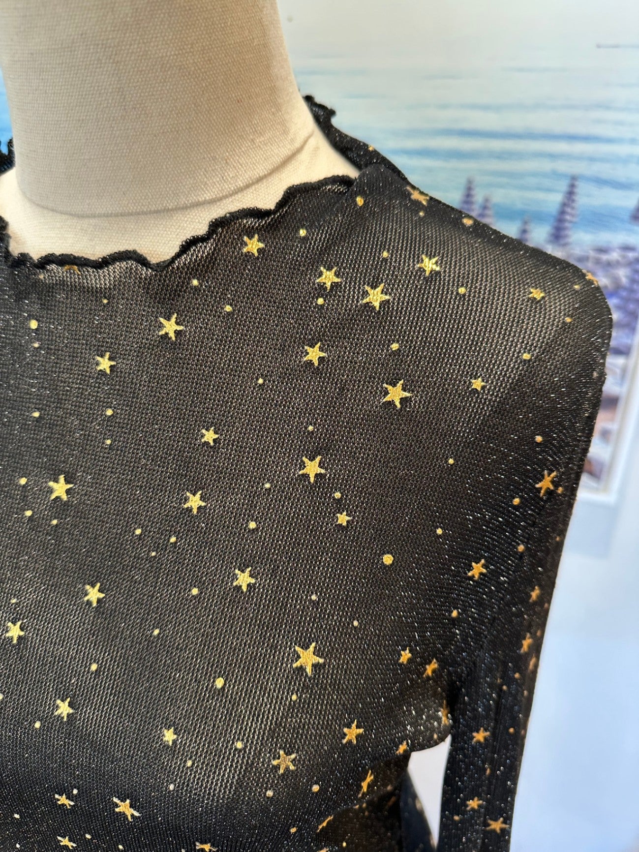 Festival Top - Size Medium - Black with gold stars