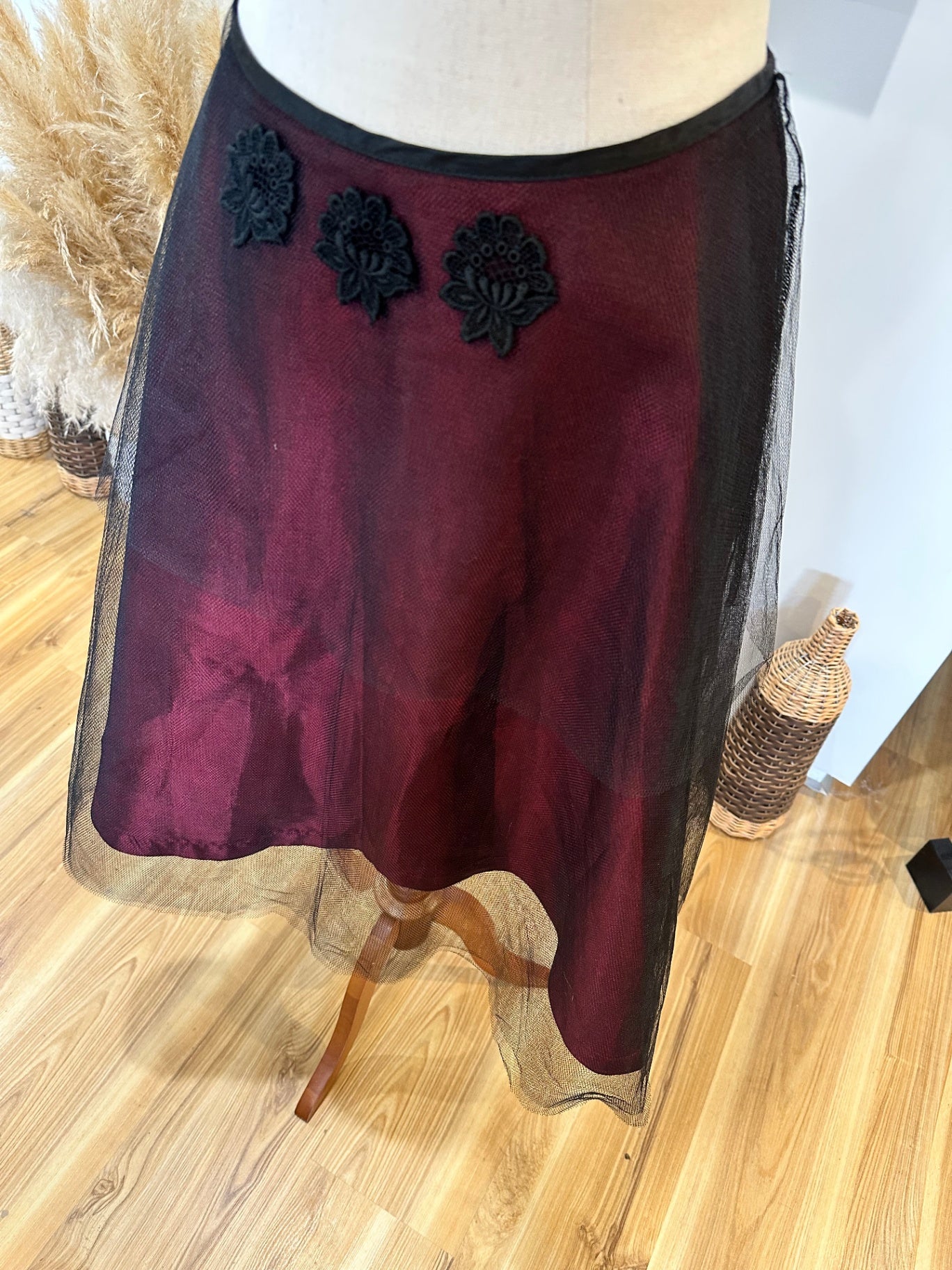 Principals Skirt - Size 12 - Burgundy with black accents