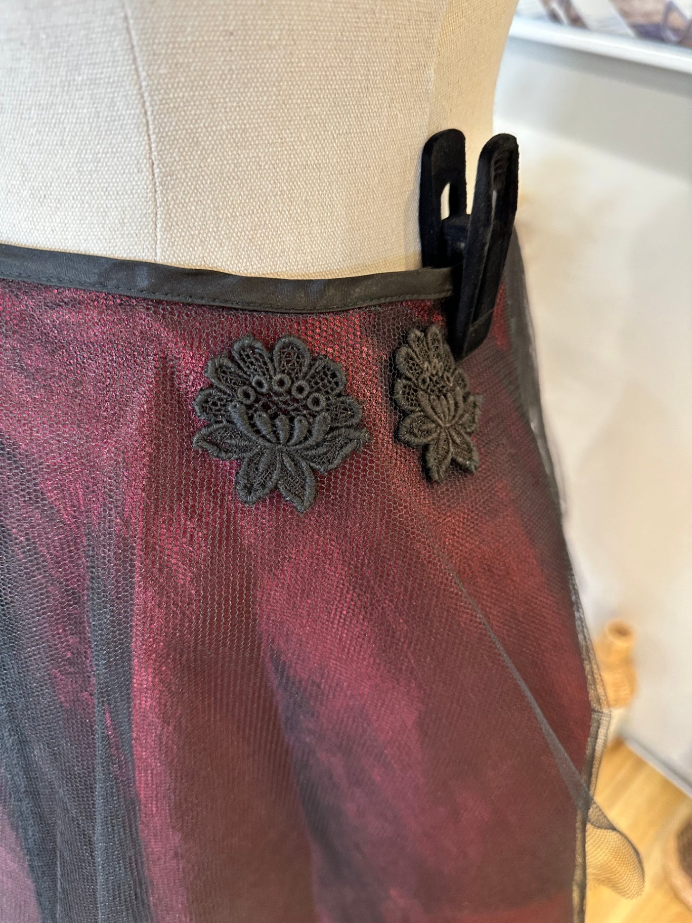Principals Skirt - Size 12 - Burgundy with black accents