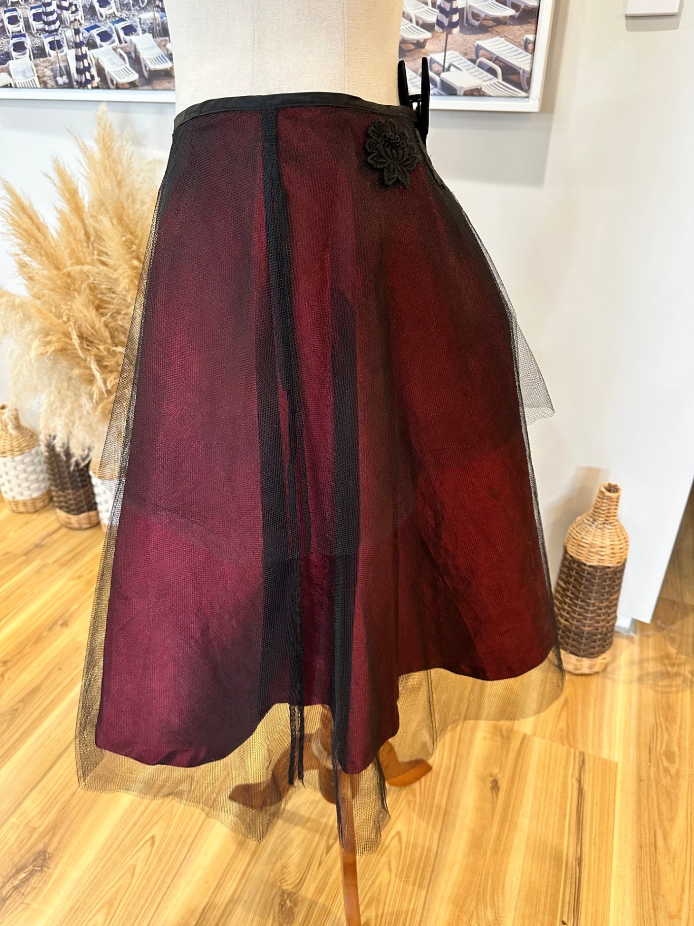 Principals Skirt - Size 12 - Burgundy with black accents