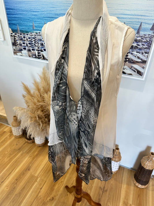 Boo Radley - Bohemian Vest - Small - Grey & White