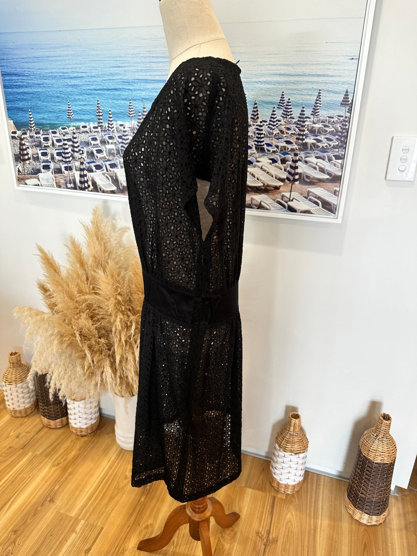 Sakaguchi - Made in New Zealand Dress - Size 12 - Black w Lace