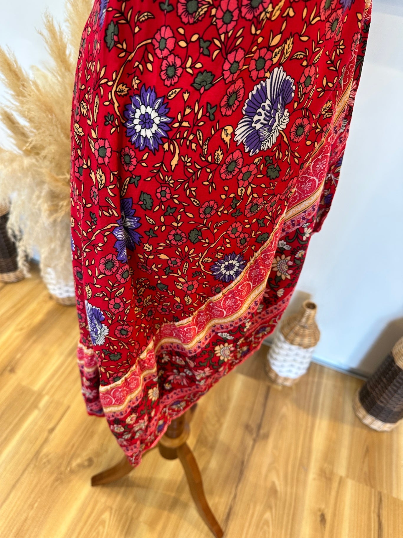 Minx & Moss - Cross Body Bohemian Dress - Size 8 - Red