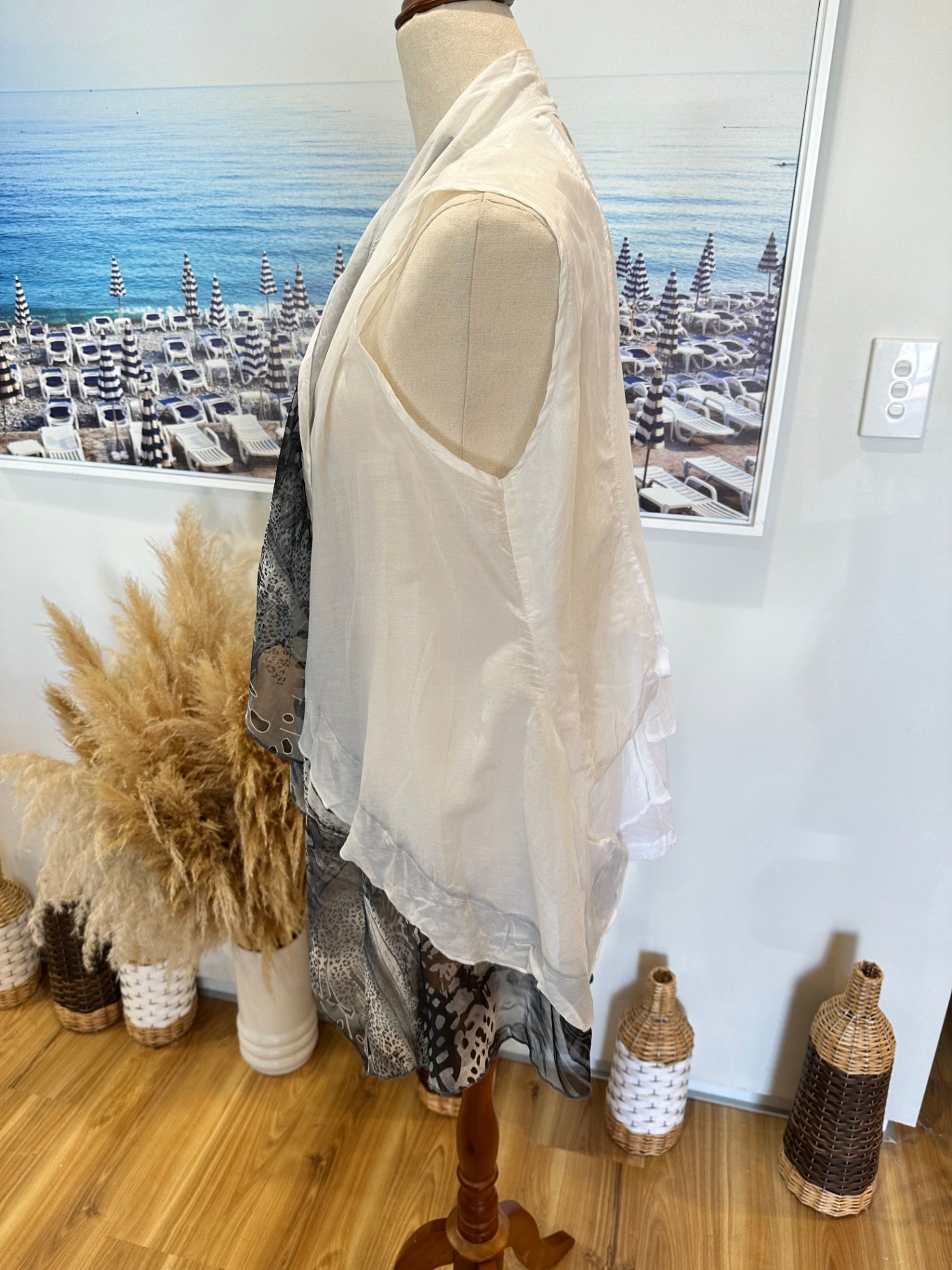 Boo Radley - Bohemian Vest - Small - Grey & White