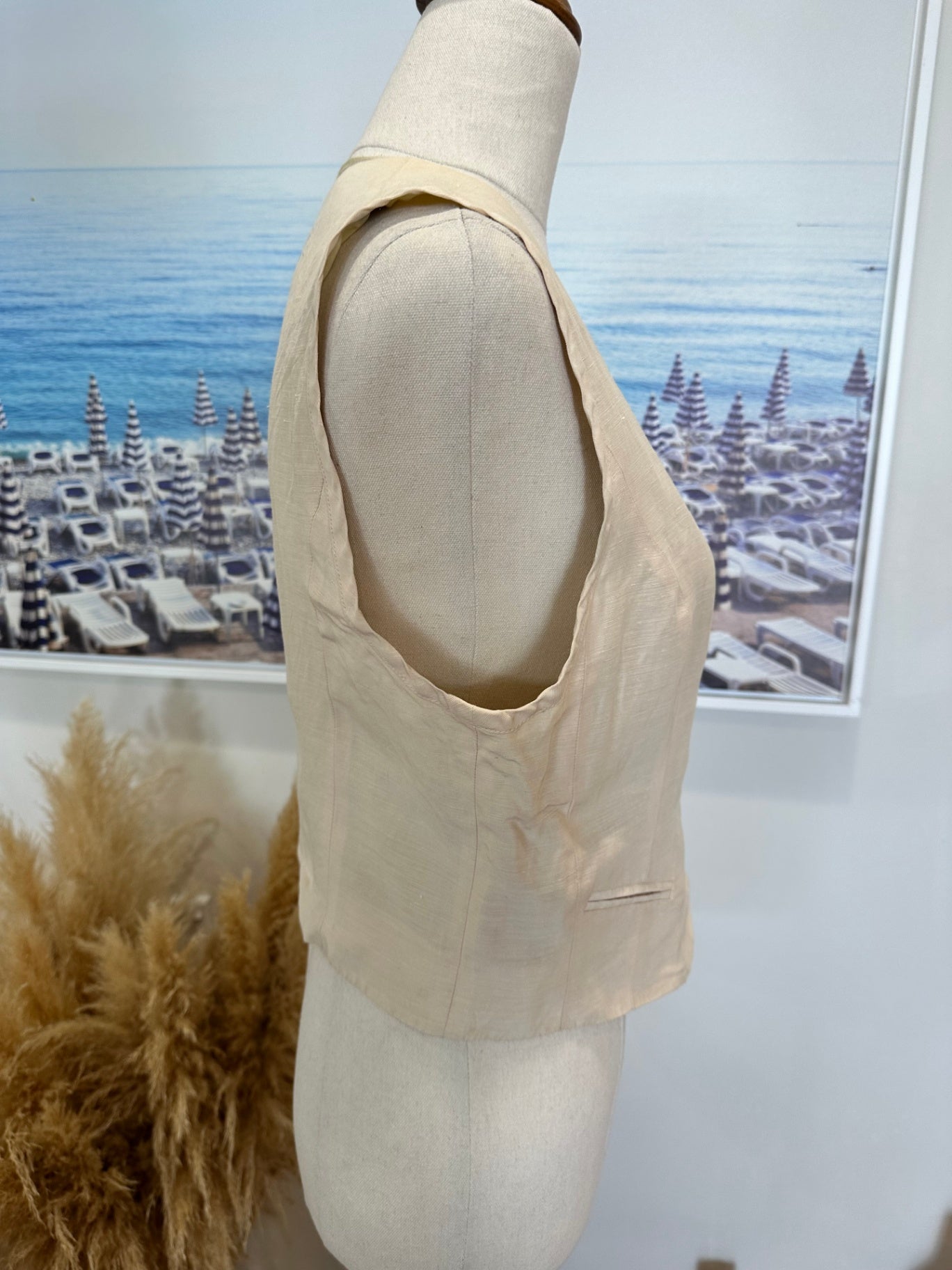 Country Road - Vintage 90's - Linen Blend Vest - Size 8 - Beige