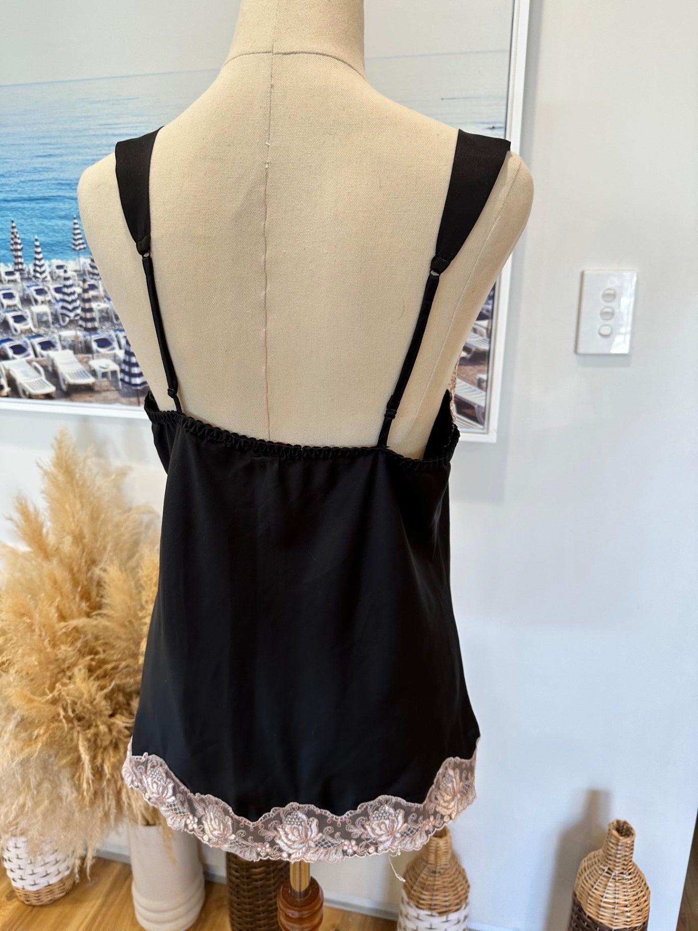 Lovable - Lace Camisole - Small / Medium - Black and beige
