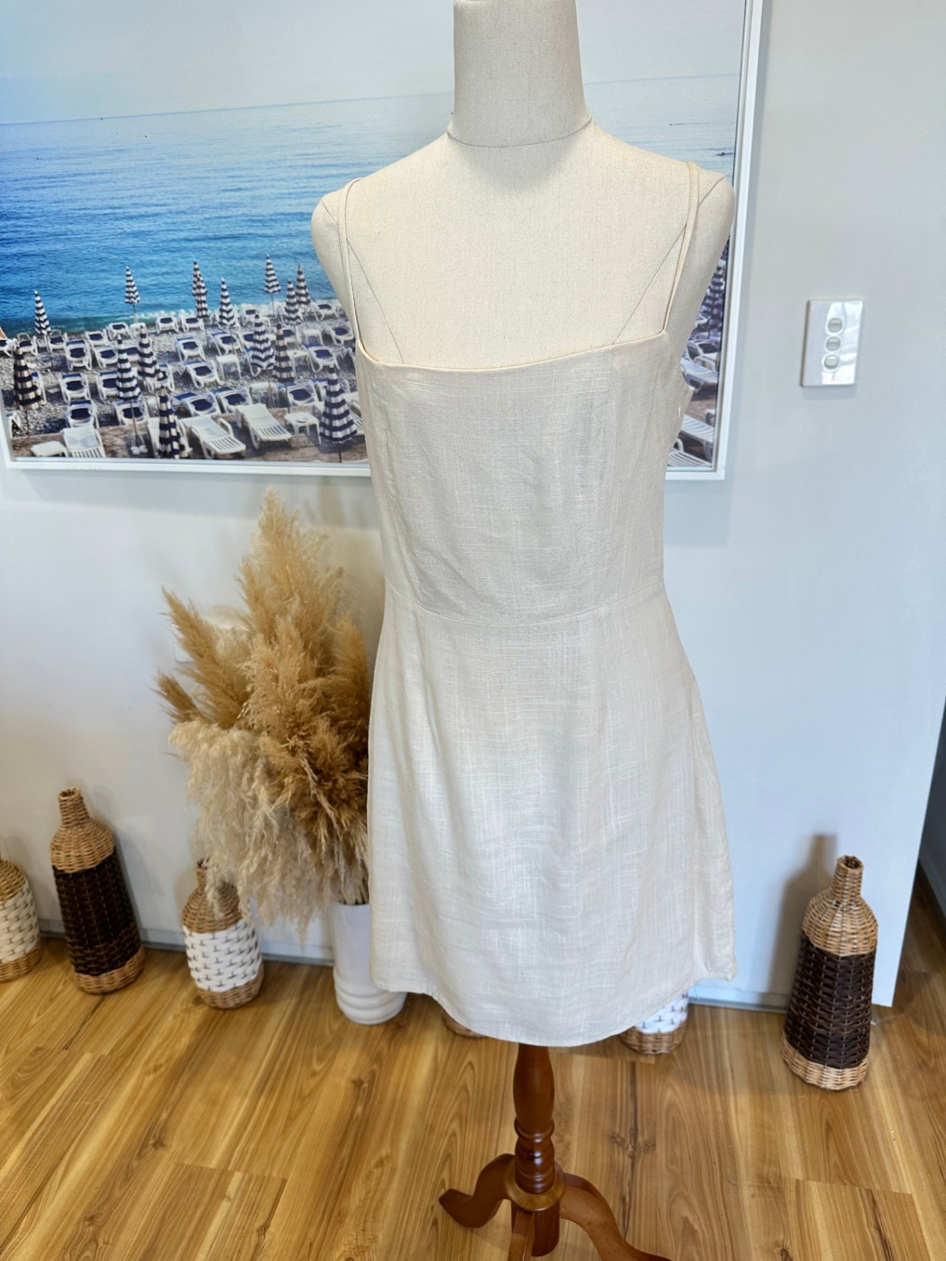 [NEW] Nasty Gal - Linen Blend Dress - Size 10 - Beige