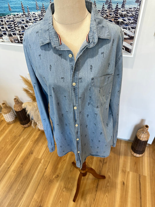 Aloha theme - Denim Shirt - Large - Light Blue
