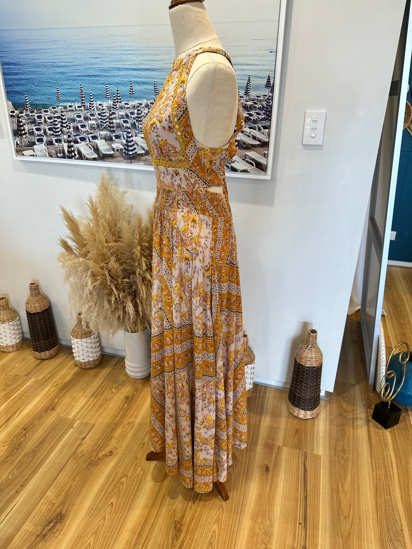 Jaase - Maxi Dress - Small - Yellow and pink