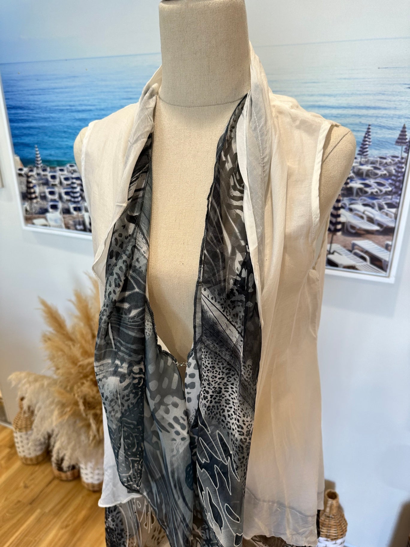 Boo Radley - Bohemian Vest - Small - Grey & White