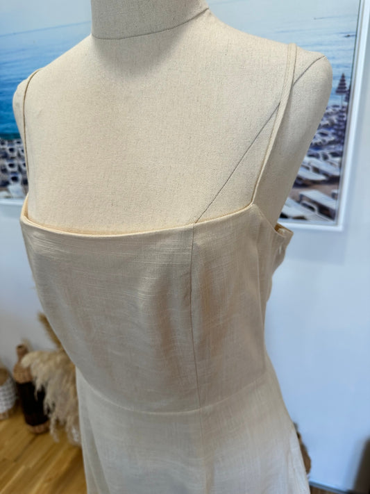 [NEW] Nasty Gal - Linen Blend Dress - Size 10 - Beige