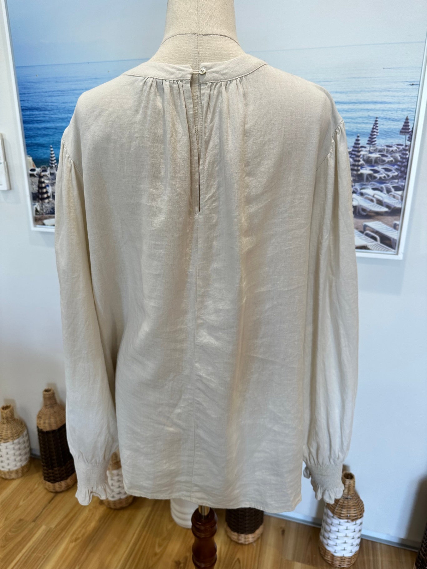 Whistle - Linen Blend Top - Size 18 - Beige