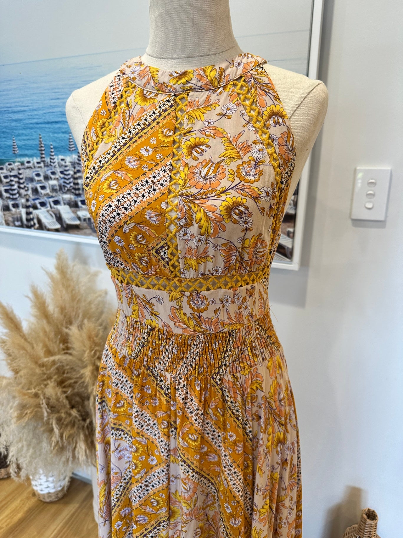 Jaase - Maxi Dress - Small - Yellow and pink