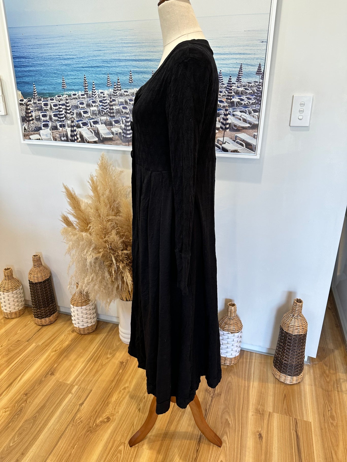 Metalicus - Longline Cardigan - Merino Blend - One Size - Black