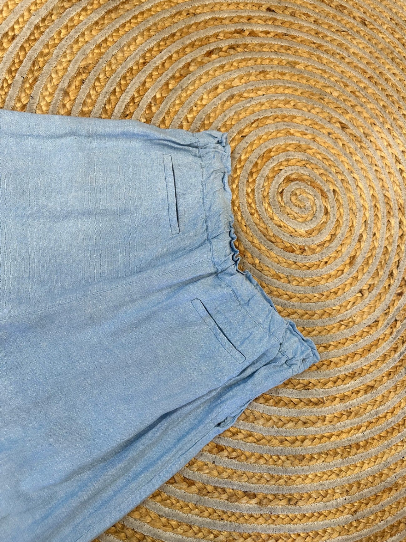 Betty Basics - Linen Blend Wide-Leg Pants - Size 12 - Light Blue