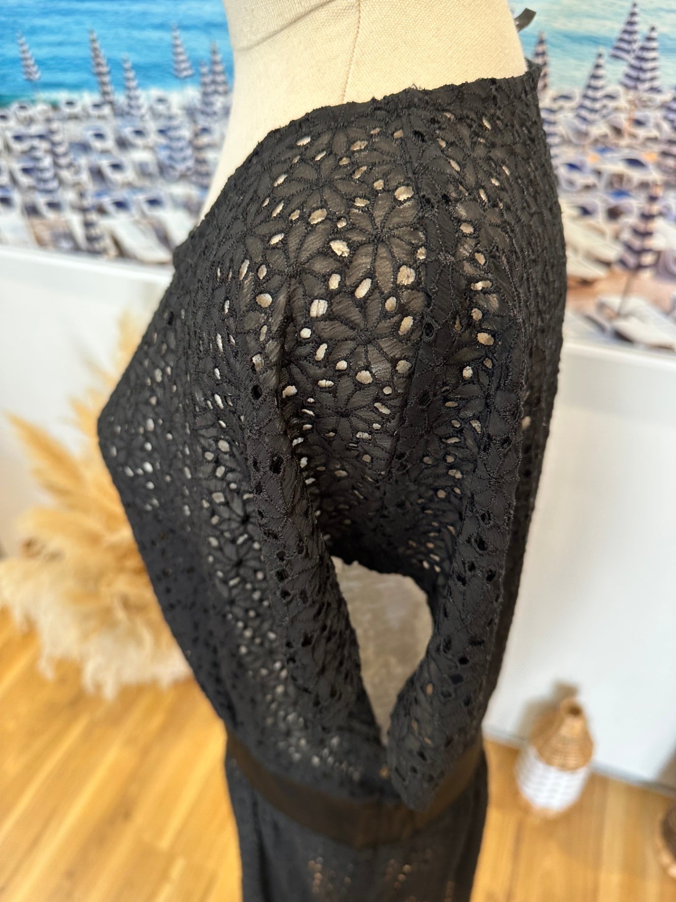 Sakaguchi - Made in New Zealand Dress - Size 12 - Black w Lace