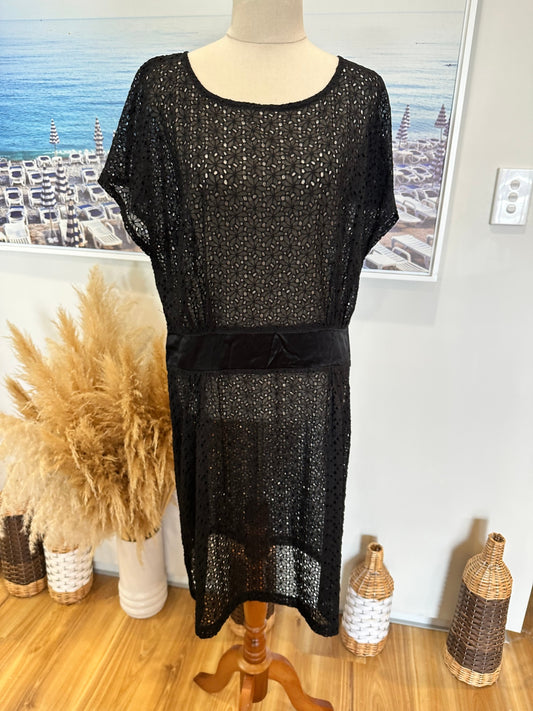 Sakaguchi - Made in New Zealand Dress - Size 12 - Black w Lace