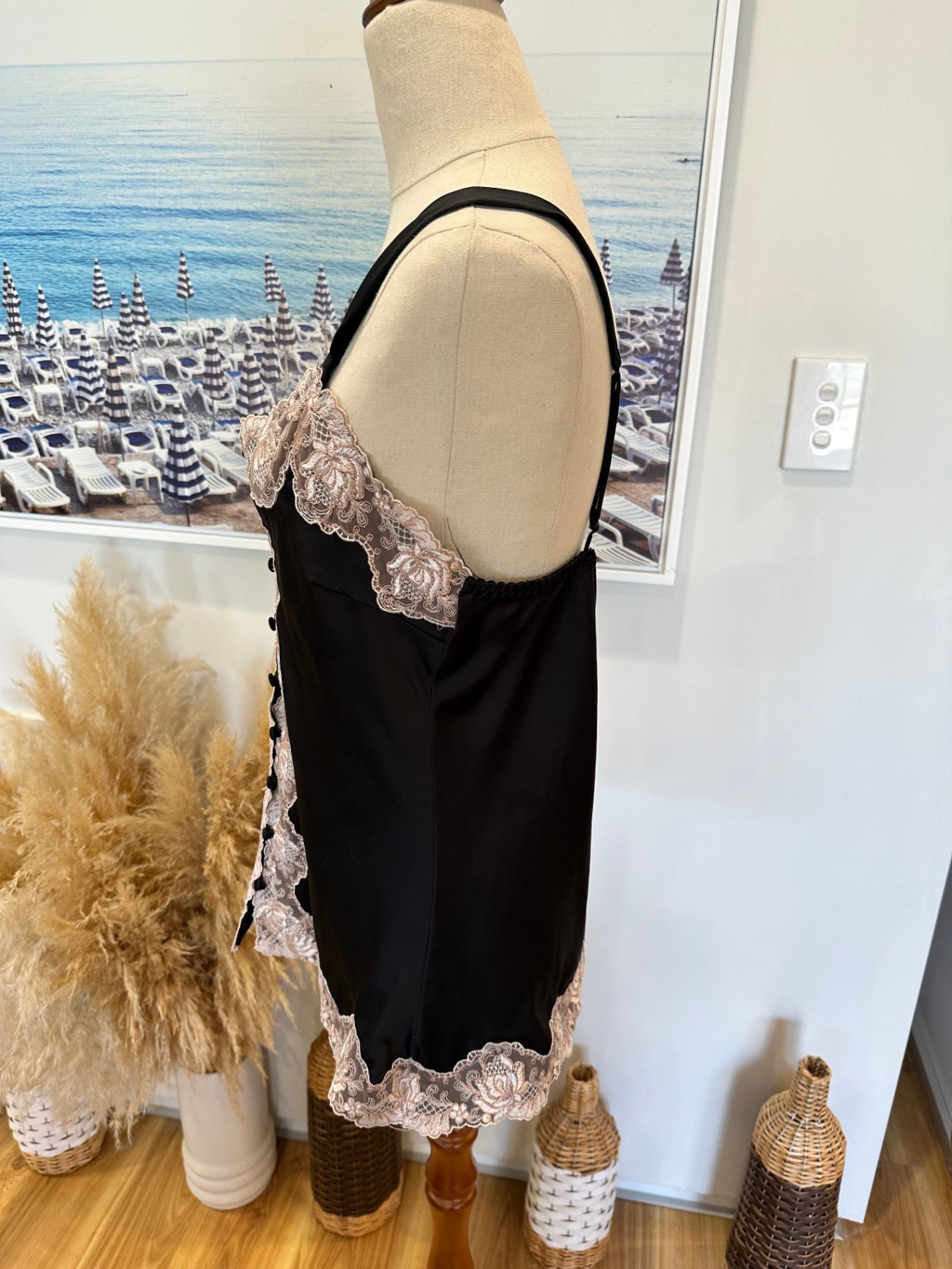 Lovable - Lace Camisole - Small / Medium - Black and beige