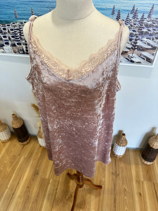 Sara - Velvet Camisole - Extra Large - Pink