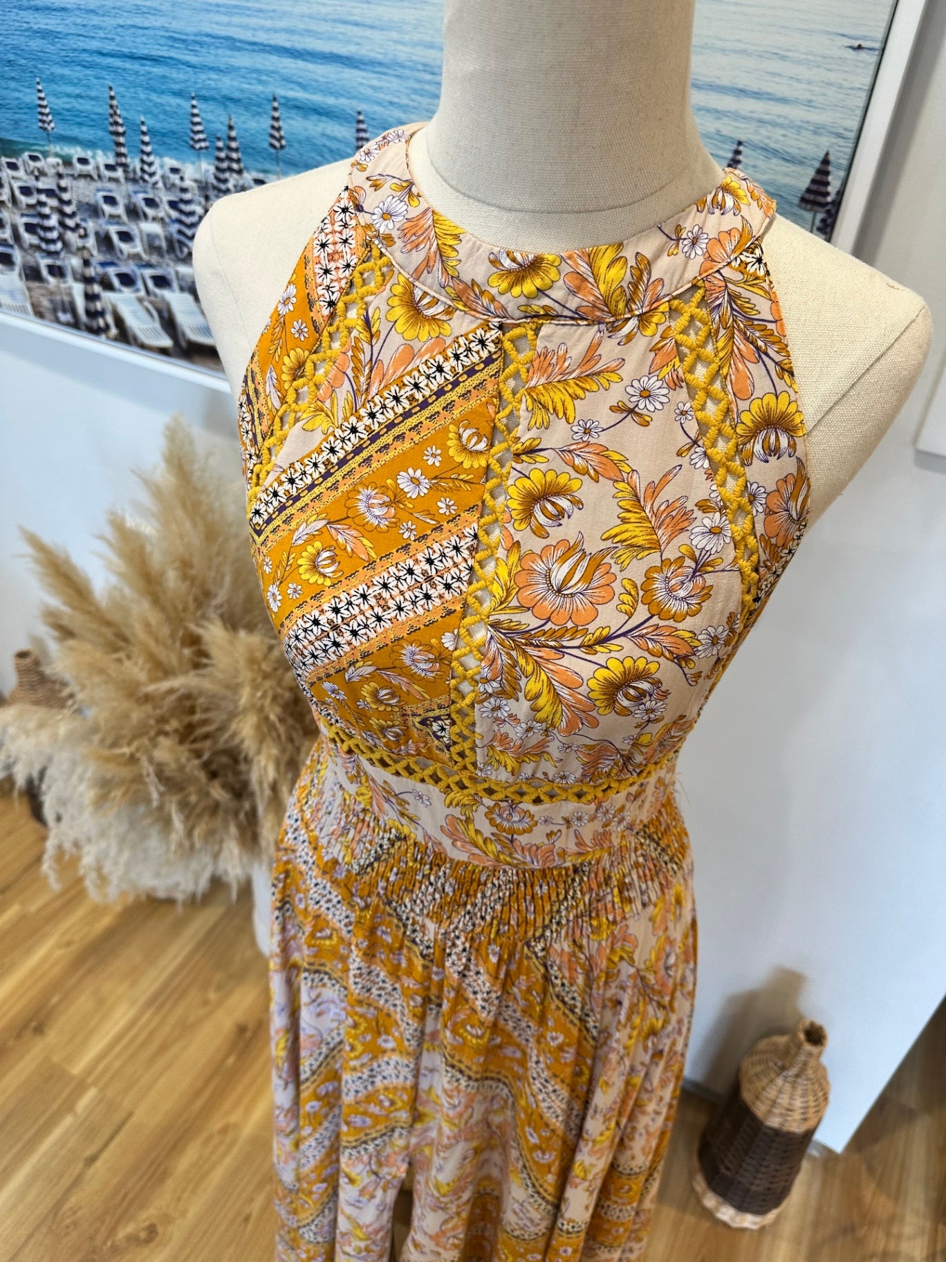 Jaase - Maxi Dress - Small - Yellow and pink