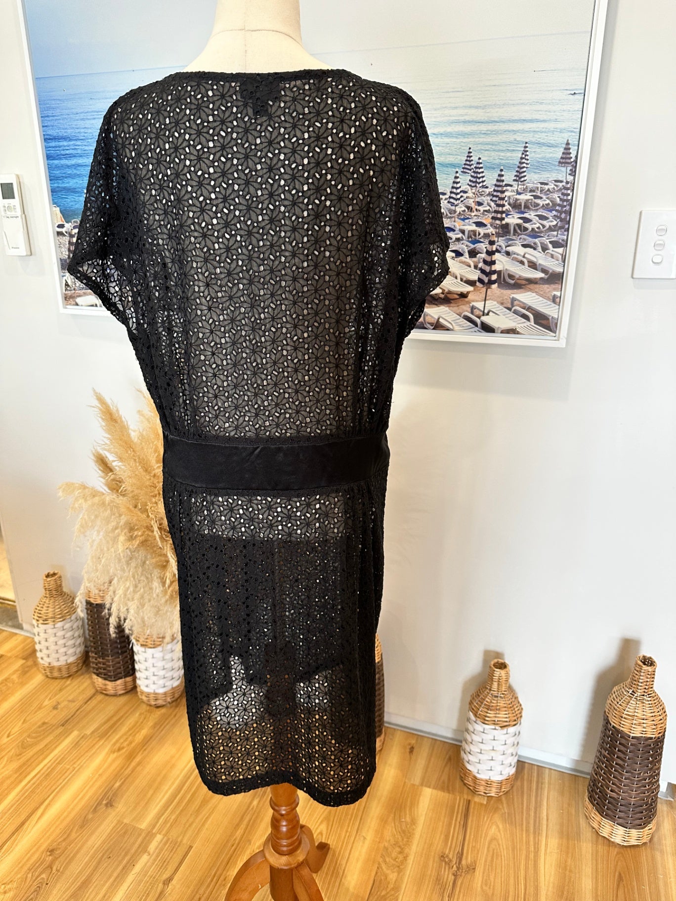 Sakaguchi - Made in New Zealand Dress - Size 12 - Black w Lace