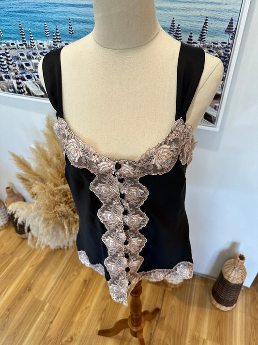 Lovable - Lace Camisole - Small / Medium - Black and beige