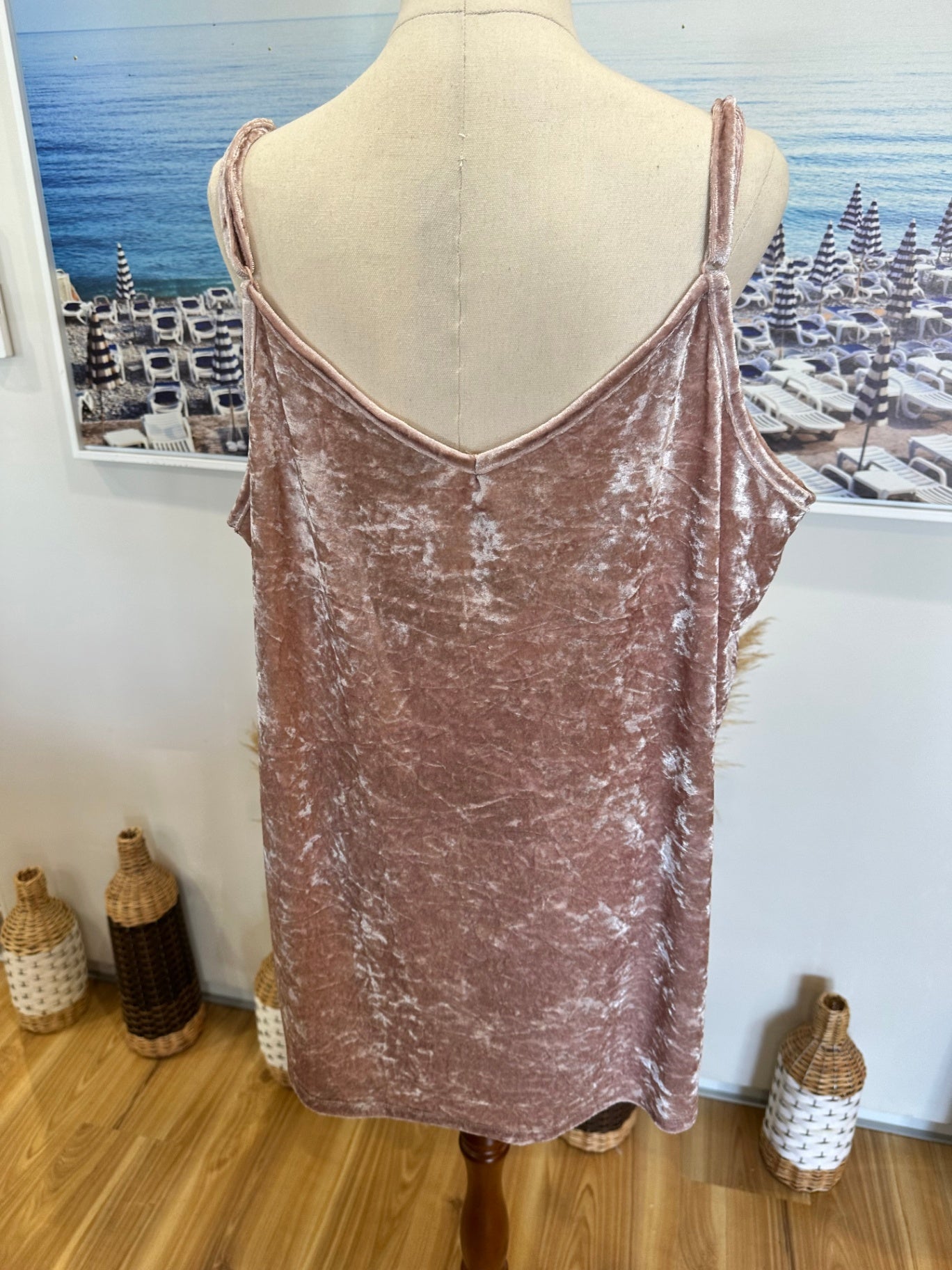 Sara - Velvet Camisole - Extra Large - Pink