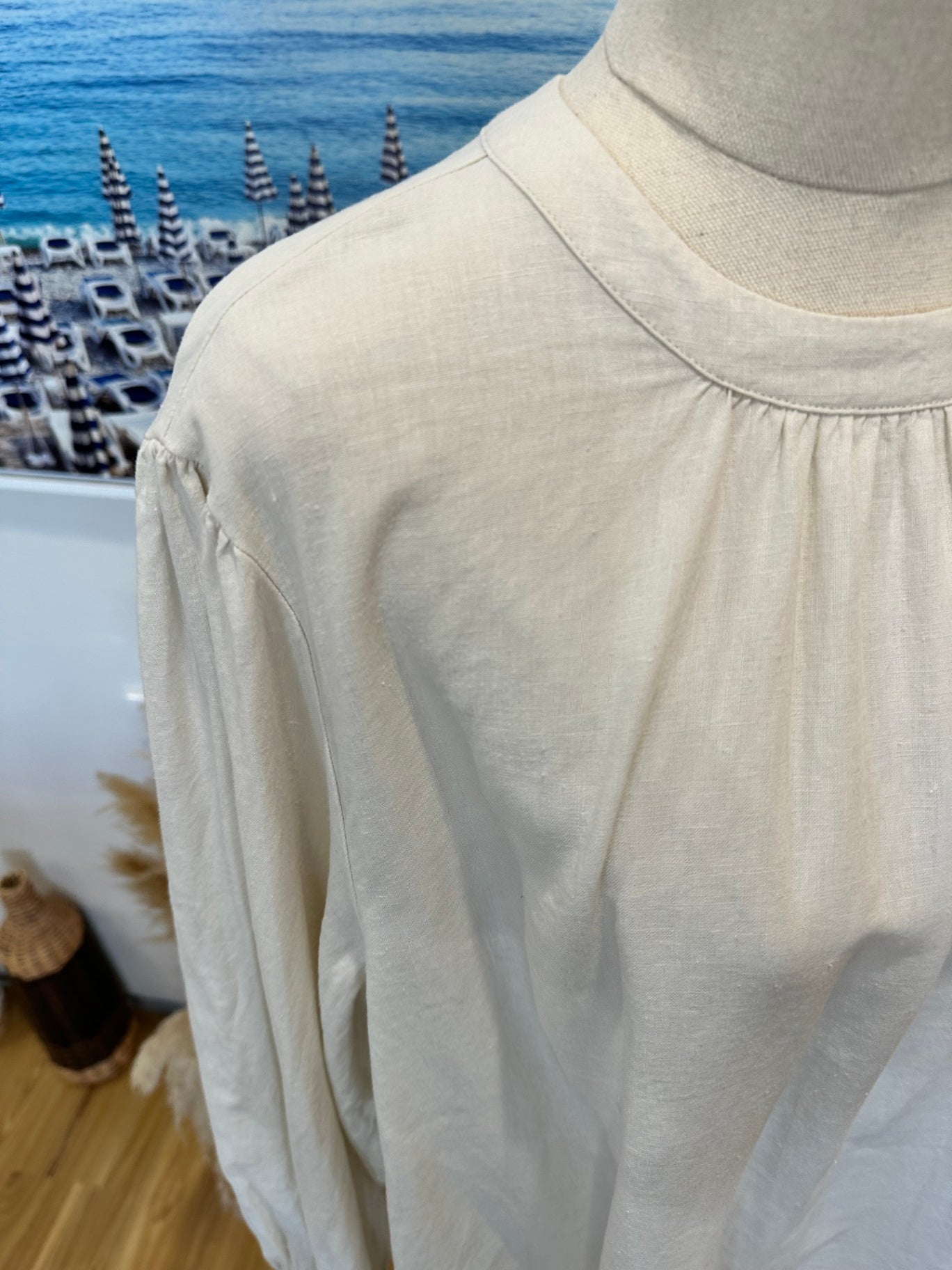 Whistle - Linen Blend Top - Size 18 - Beige