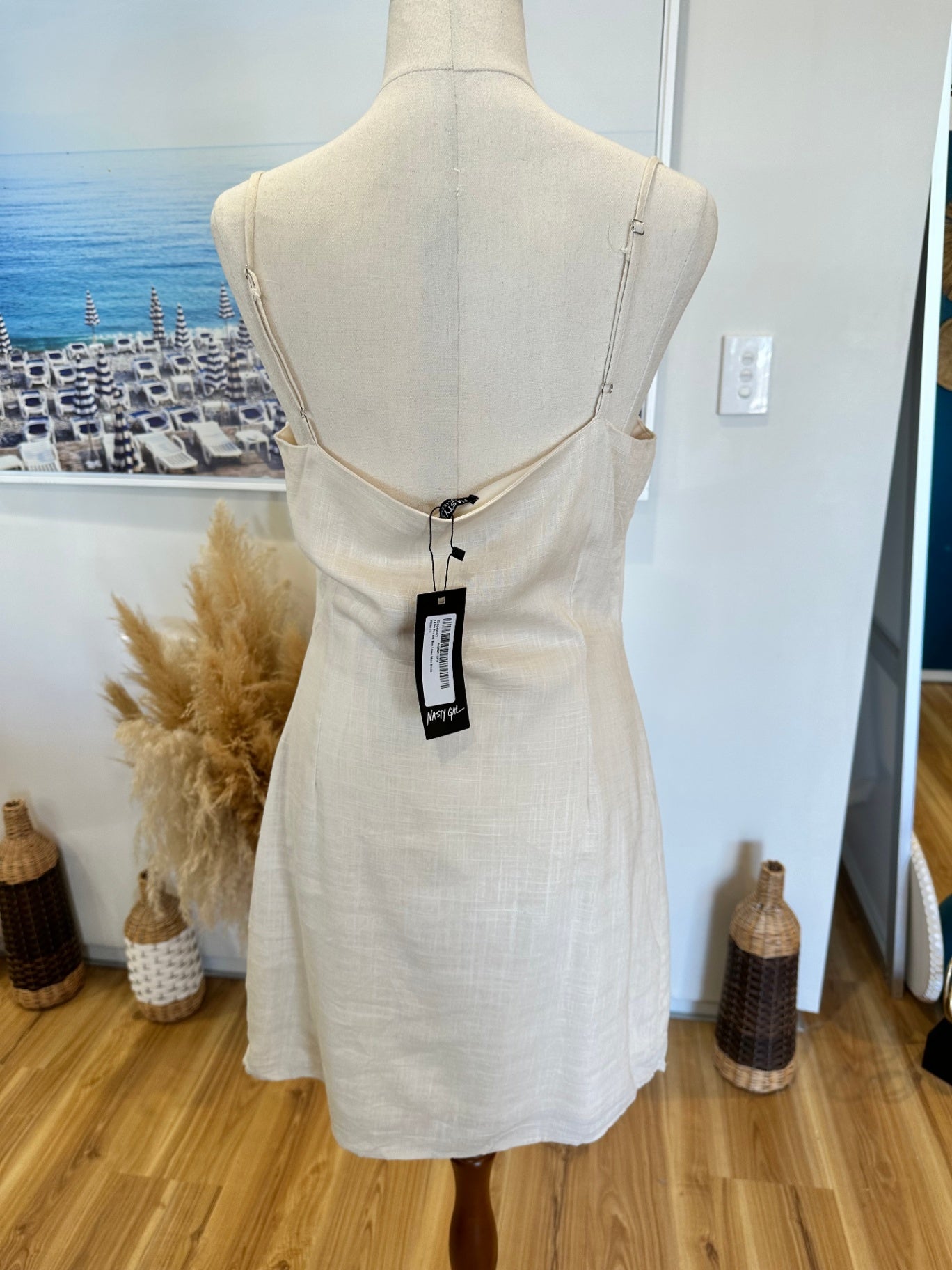 [NEW] Nasty Gal - Linen Blend Dress - Size 10 - Beige