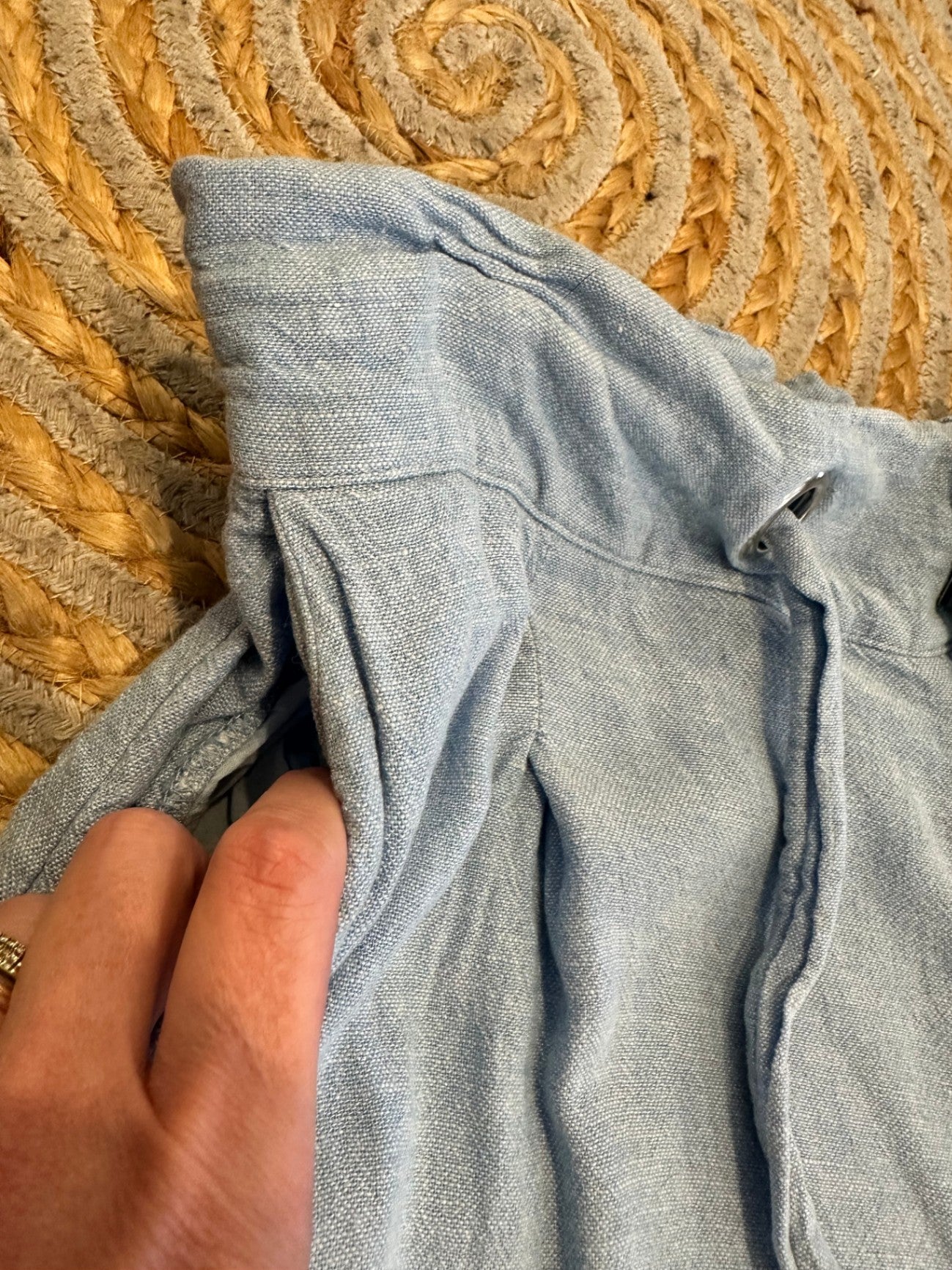 Betty Basics - Linen Blend Wide-Leg Pants - Size 12 - Light Blue