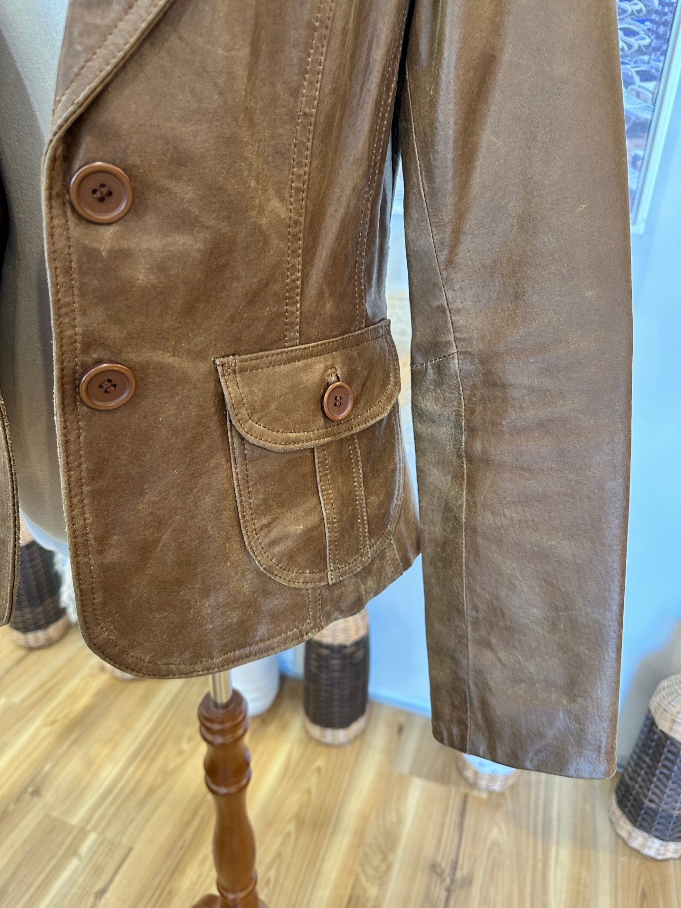 Leather Jacket - Size 10 - Tan Brown