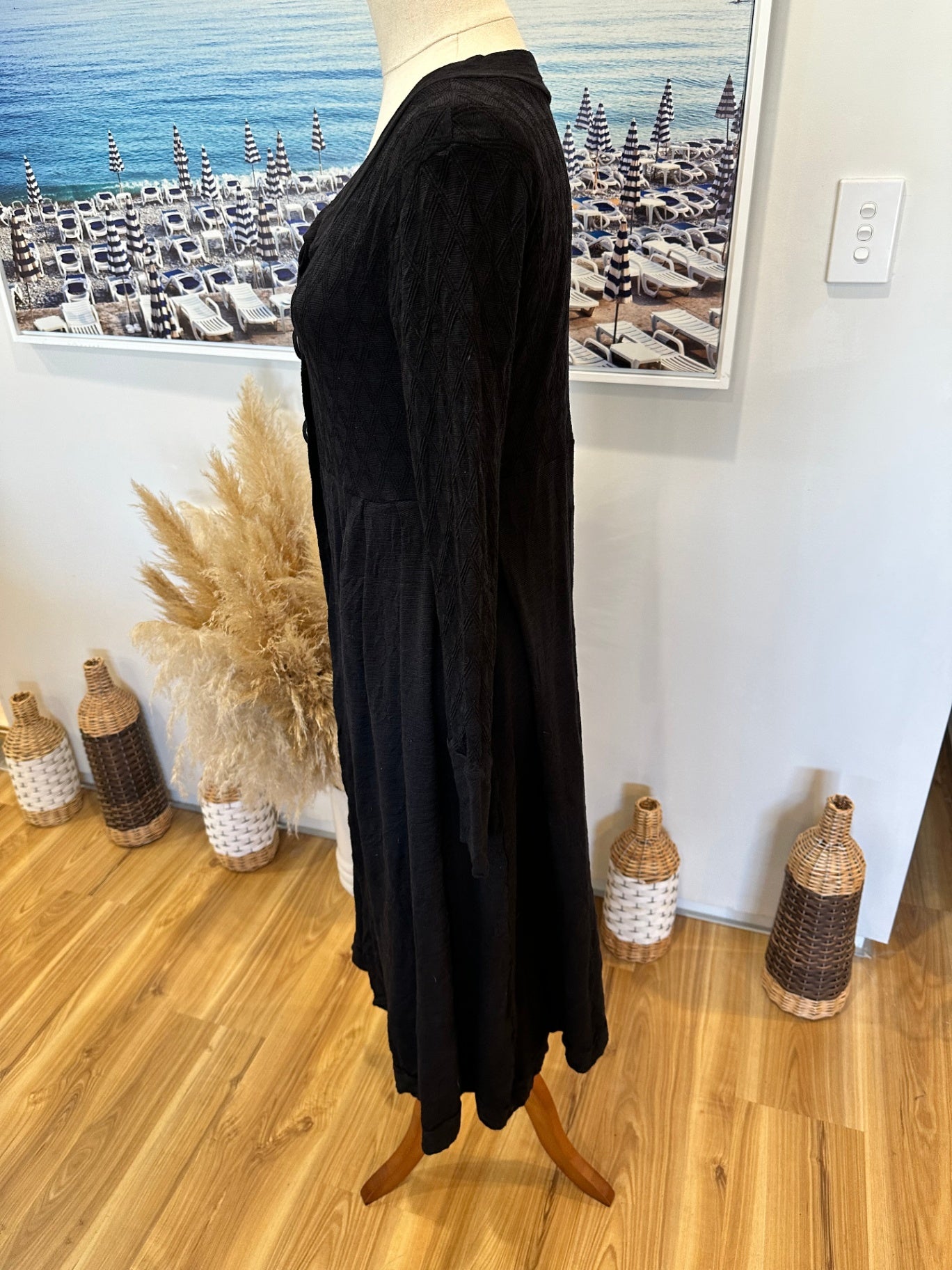 Metalicus - Longline Cardigan - Merino Blend - One Size - Black